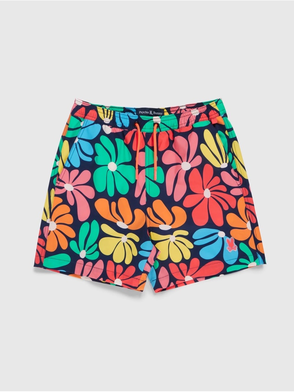 Psycho Bunny Kids Floral Swim Trunks - Navy with Multicolor Blooms